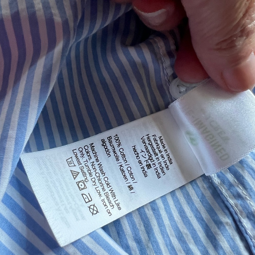 J. Crew Blue & White striped blouse. L. XL. Button Down Shirt. Size 14. - Picture 7 of 14